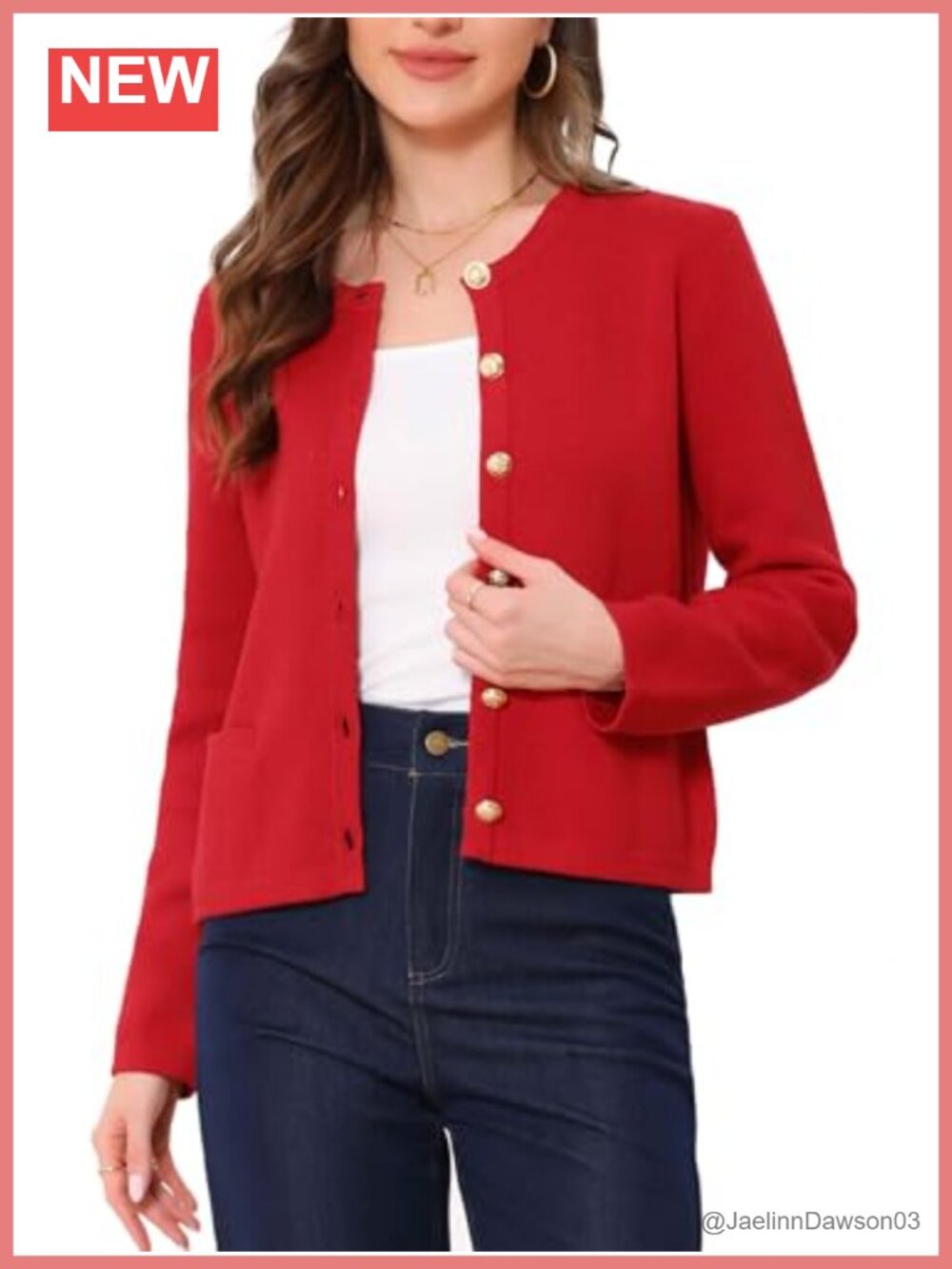 Allegra K Women's Long Sleeve Crew Neck Button Down Knitted Cardigan Sweater